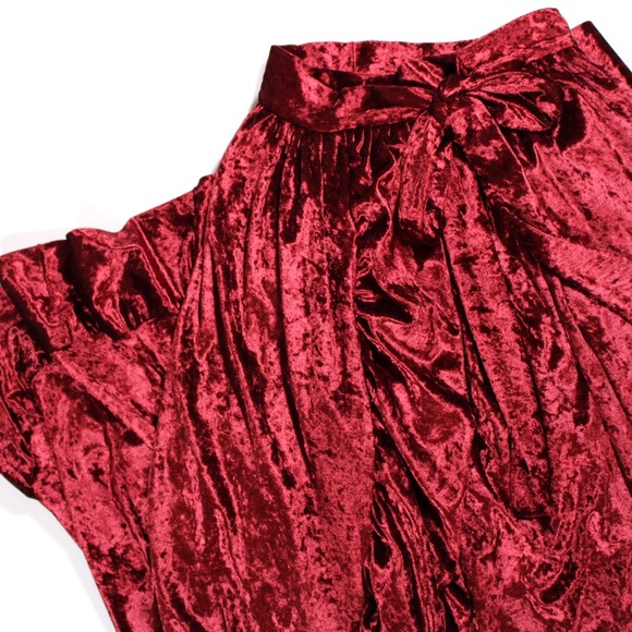 Free People x Misile Burgundy Velvet Wrap Skirt - Picture 10 of 12